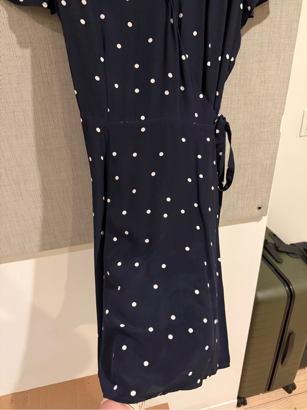 Sézane Anastasia Navy Silk Polka Dot Wrap Dress - Picture 13 of 14